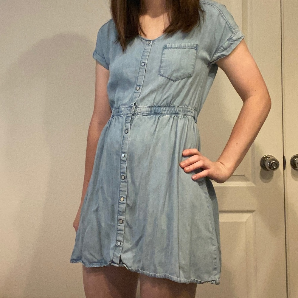 Divided Chambray Summer Dress